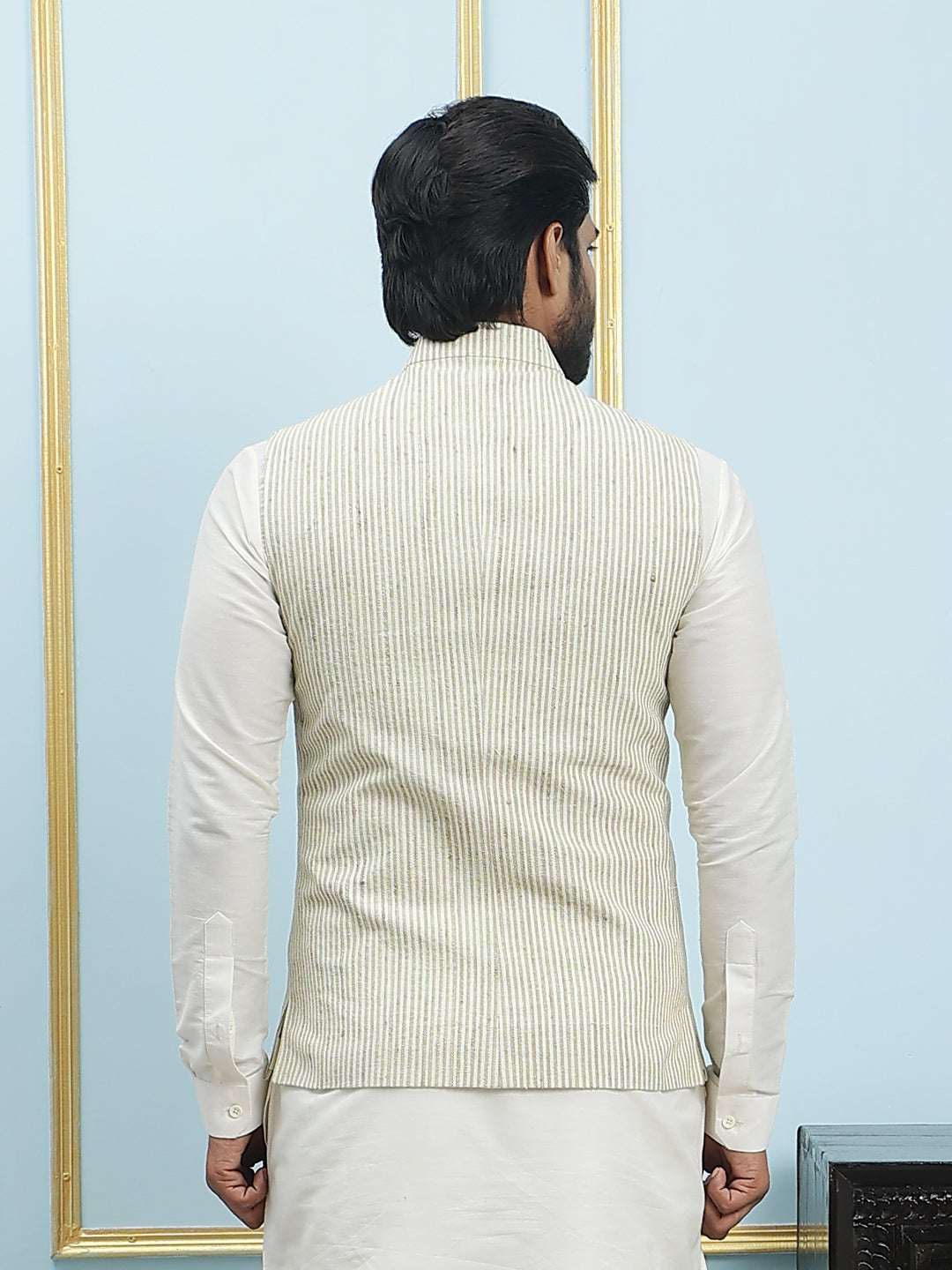 Solid Handwoven Pure Cotton Nehru Jacket