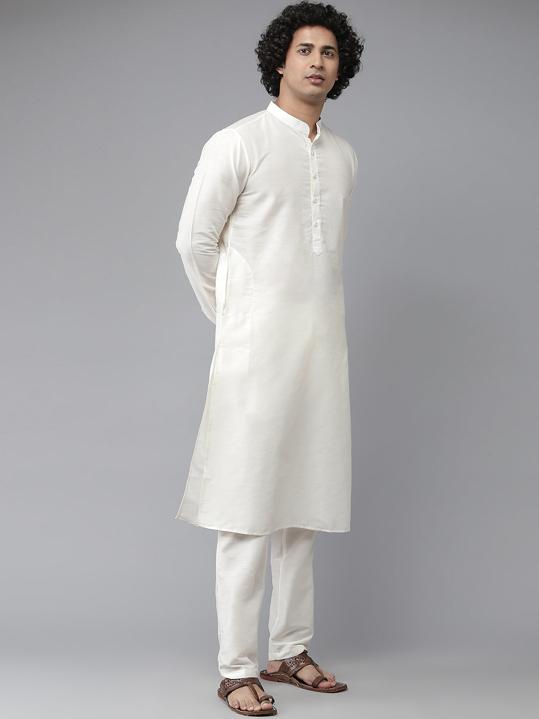 Solid Kurta With Pyjama & Jacquard Nehru Jacket