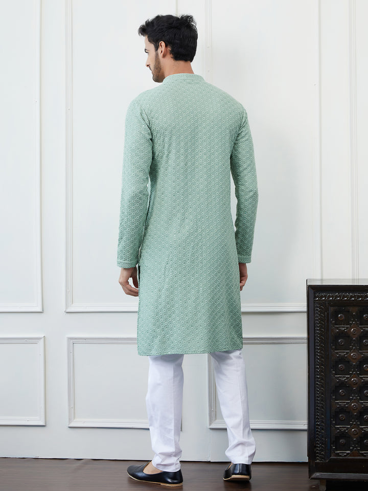 Sequins Embroidered Rayon Kurta With pyjama