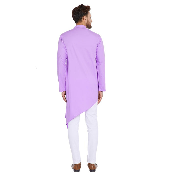 Purple Asymmetric Pure Cotton Kurta