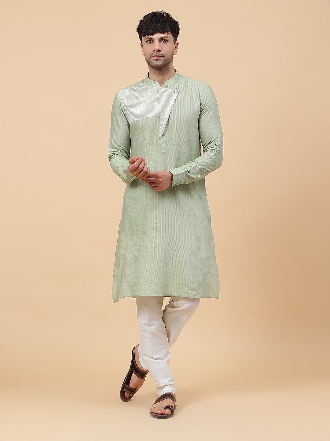 Woven Striped Straight Cotton Kurta