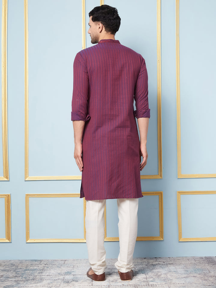 Straight Cotton Silk Kurta with Embroidered Neck Design