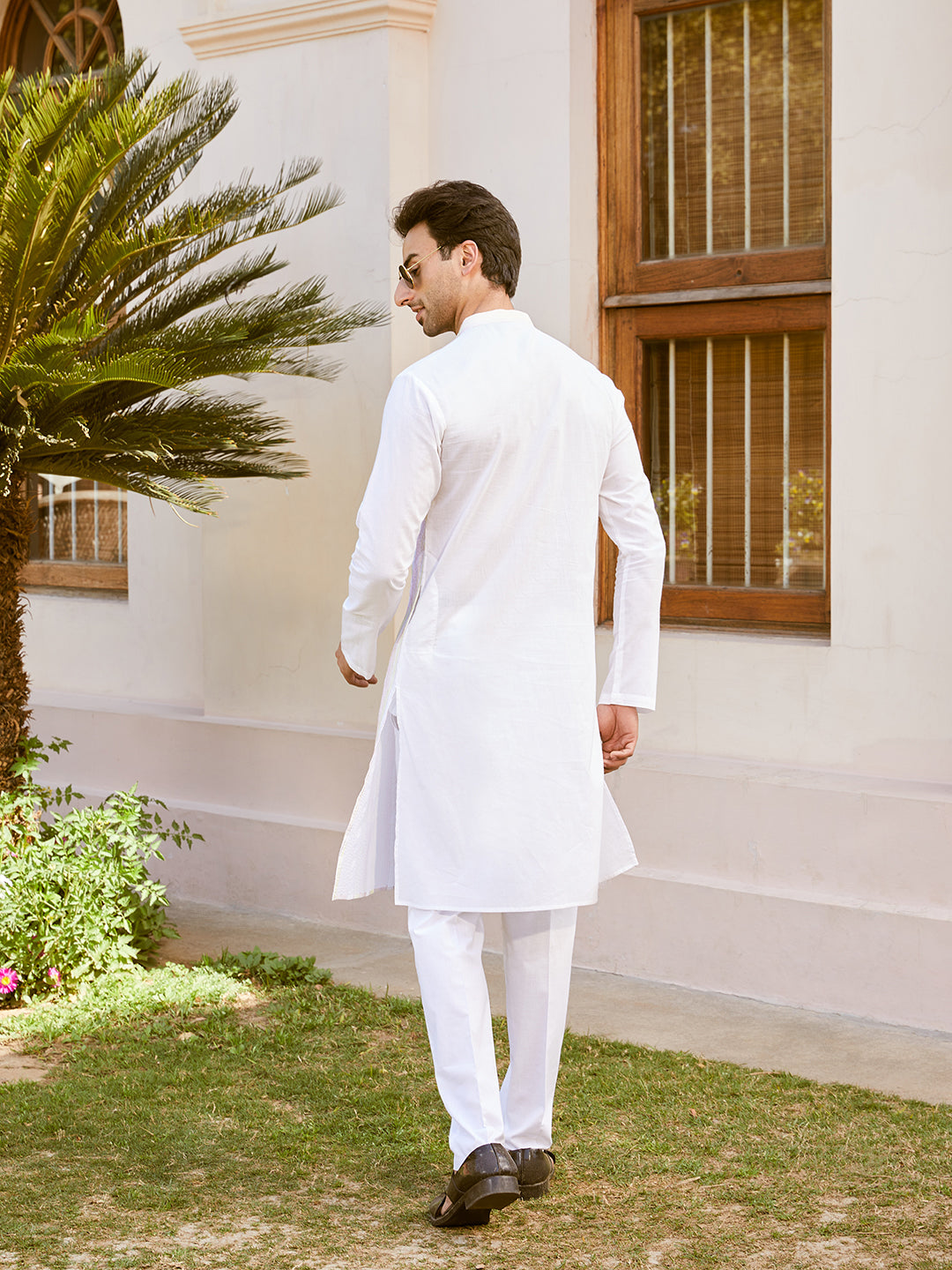 Thread Worked Pure Cotton Straight Kurta with Pyjama