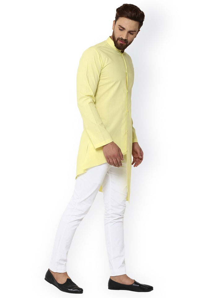 Yellow Solid Straight Asymmetric Kurta