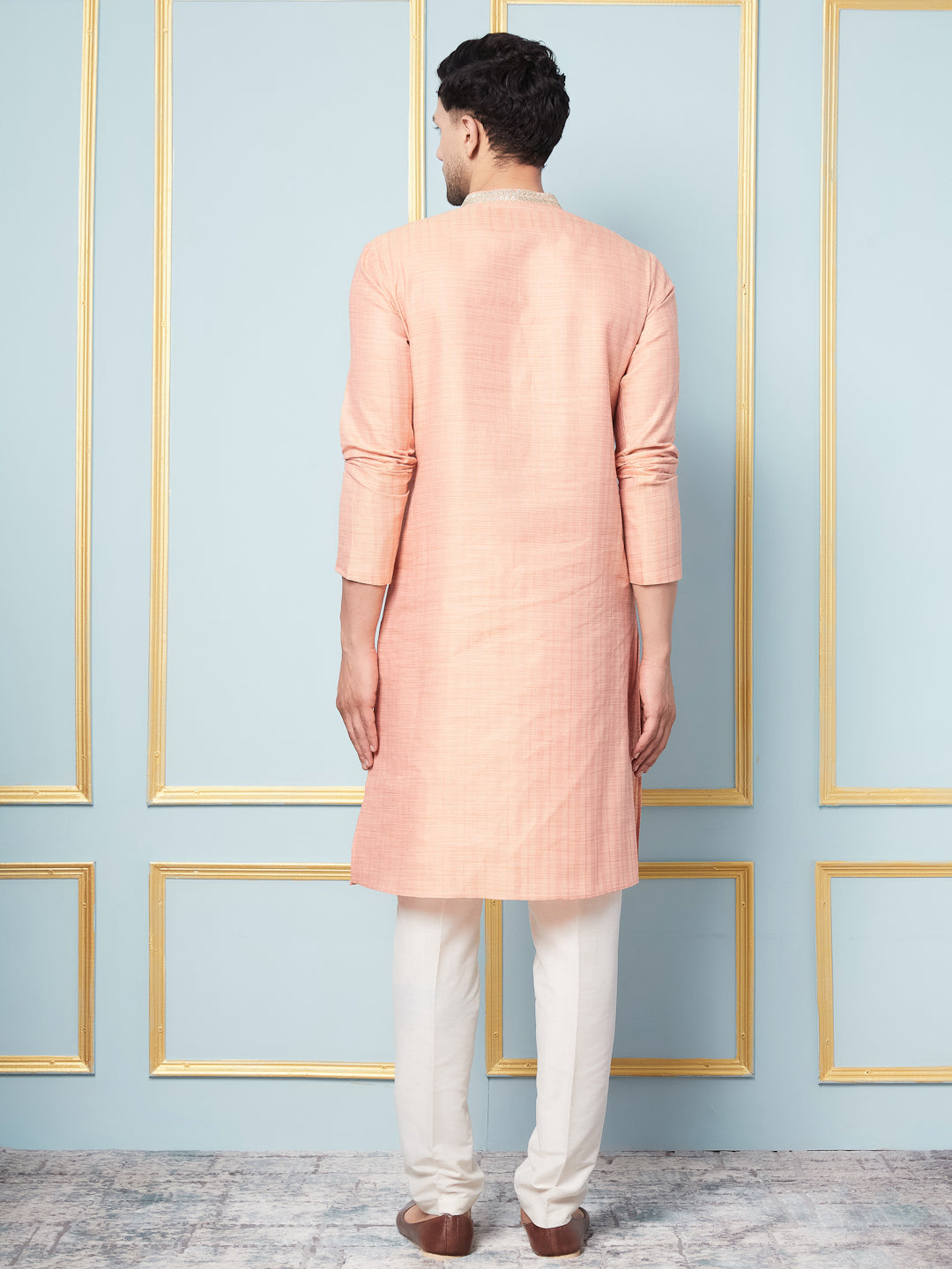 Pure Cotton Straight Kurta with Embroidered Neck Design and Pyjama