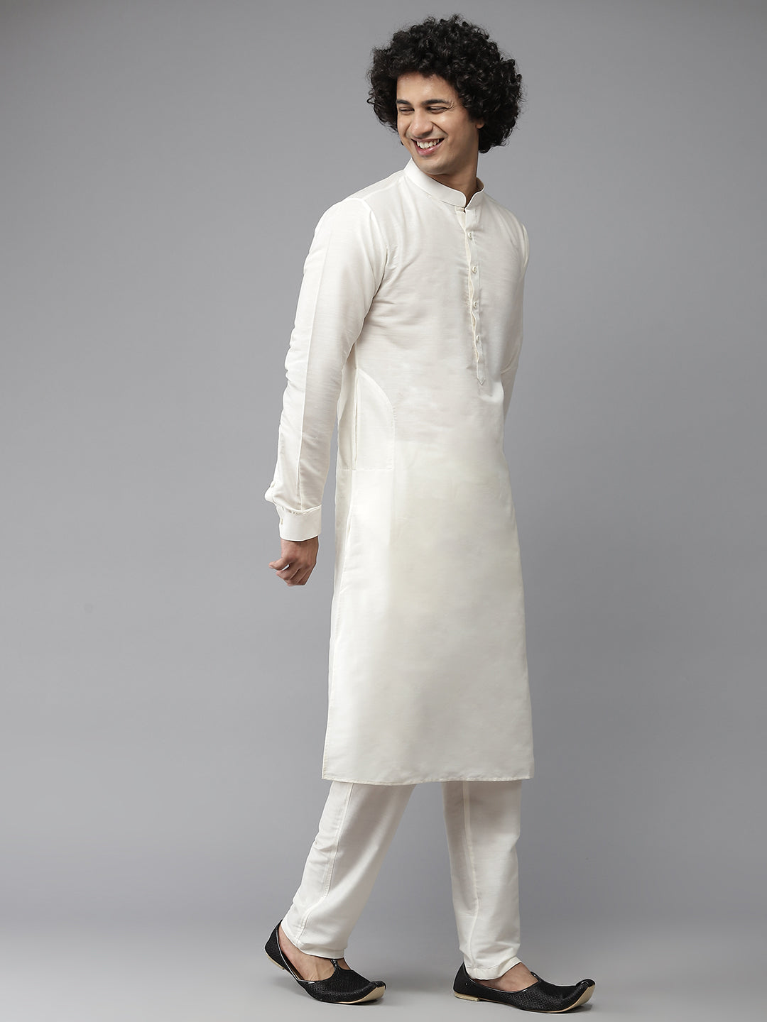 Solid Kurta With Pyjama & Jacquard Nehru Jacket