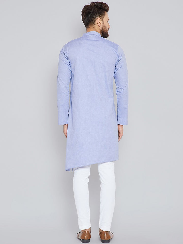 Blue Asymmetric Pure Cotton Kurta