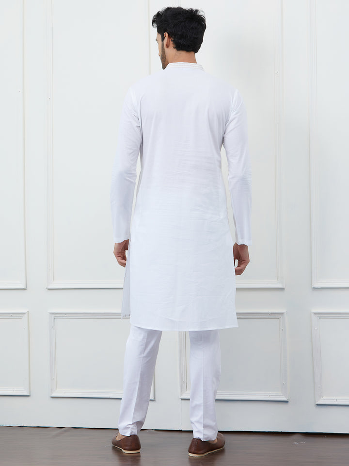 Sequin and Thread Work Pure Cotton Kurta with Pyjama