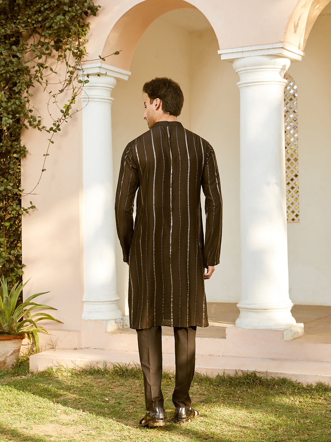 Sequins Embroidered Pure Chanderi Silk Straight Kurta with Pyjama