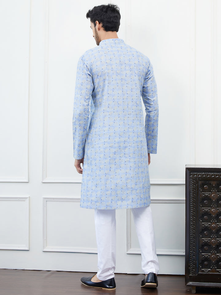 Printed Pure Cotton Straight Kurta with Pyjama