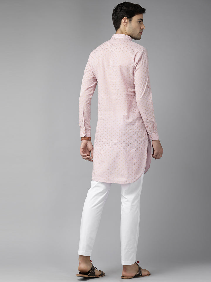 Light Pink Pure Cotton Pathani kurta with Pyjama