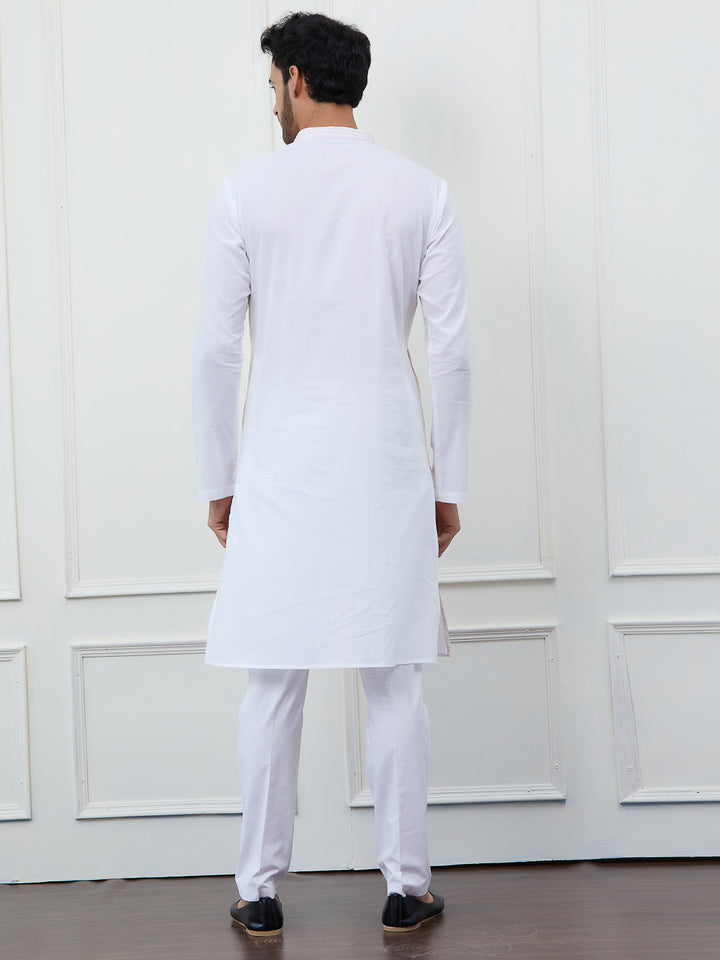 Sequin and Thread Work Pure Cotton Kurta with Pyjama