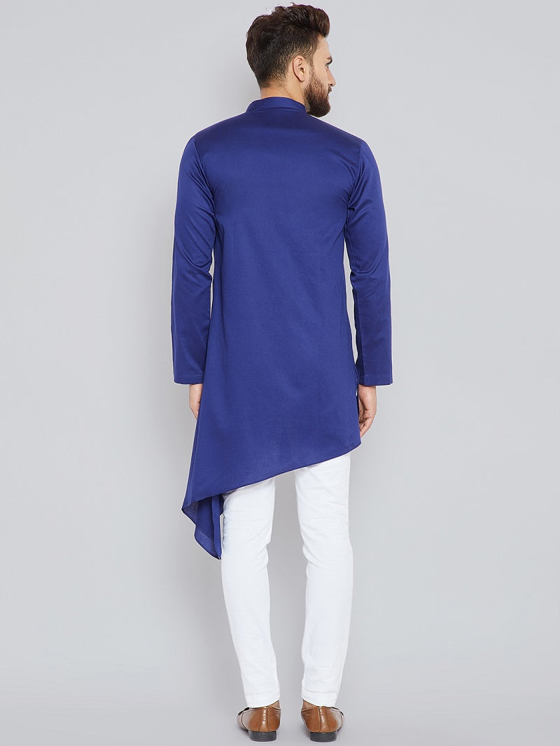 Blue Asymmetric Pure Cotton Kurta