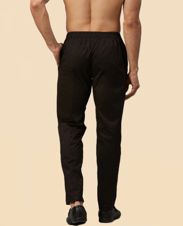 Men's Black Solid Cotton Pyjama