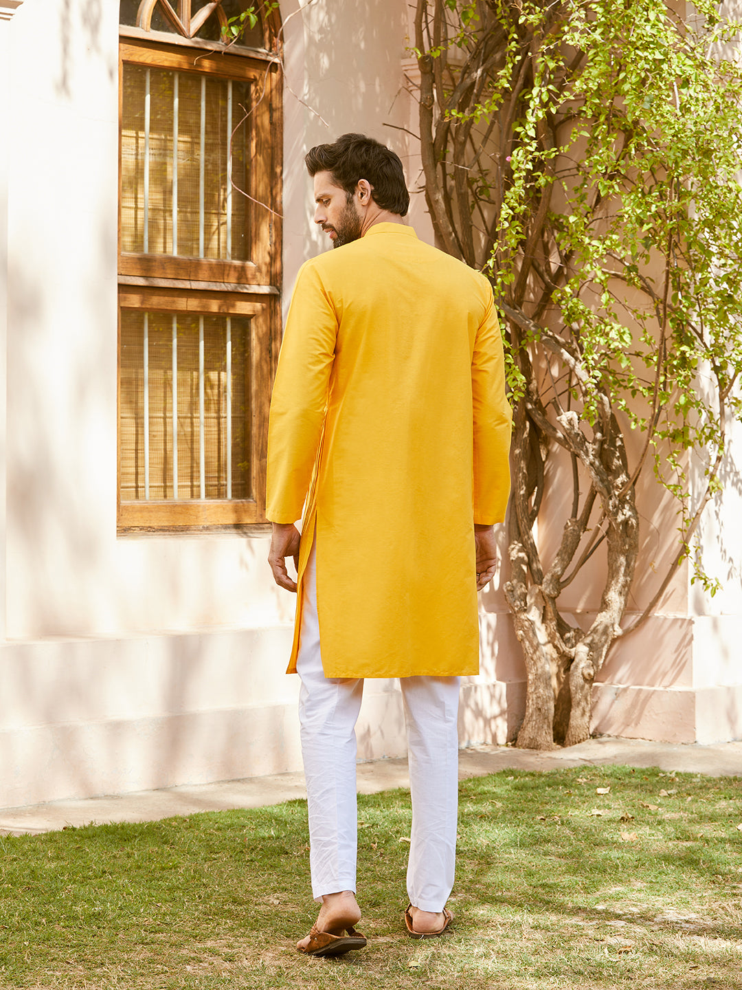 Pintuck Cotton Silk Straight Kurta with Pyjama