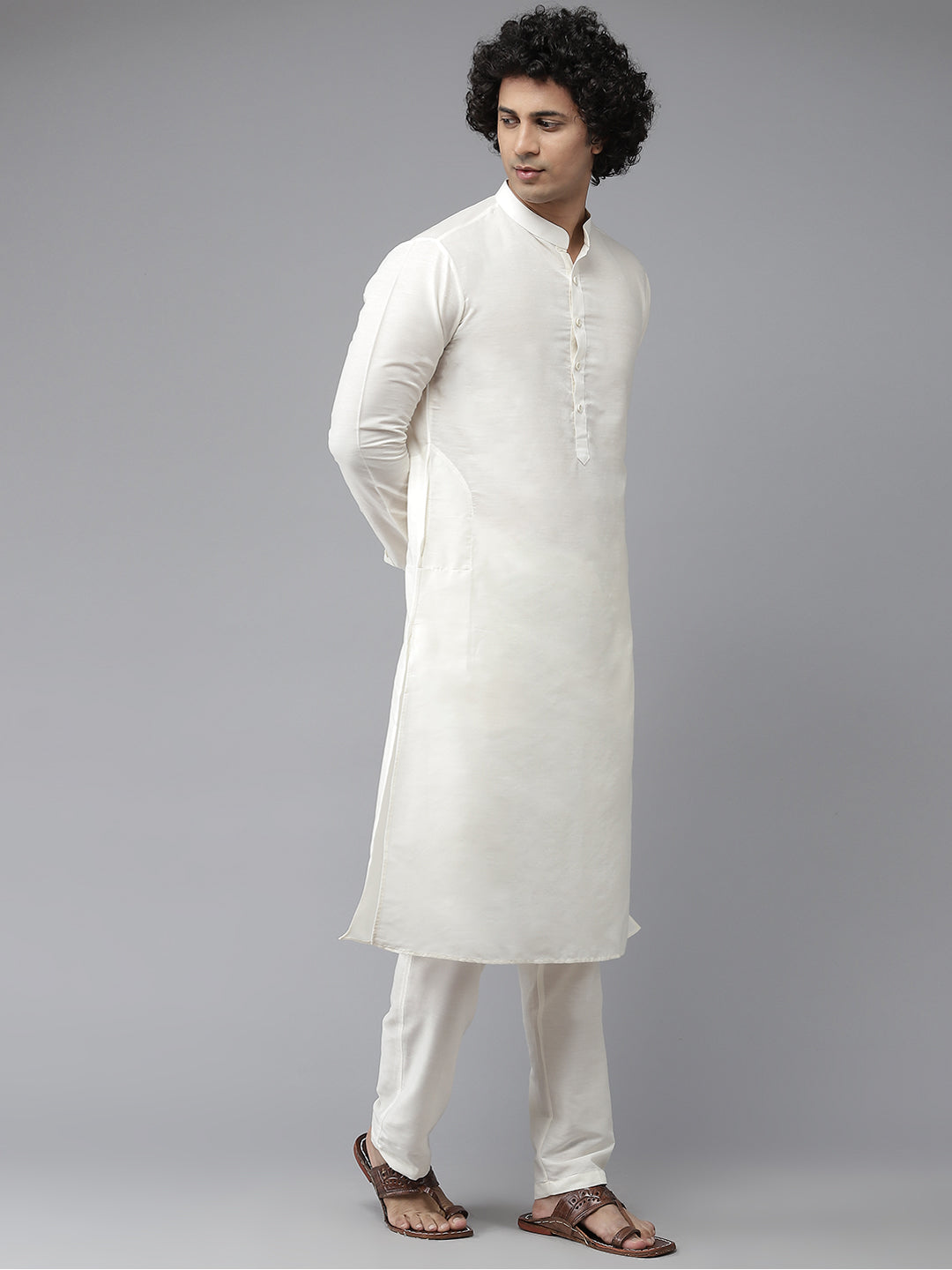 Solid Kurta With Pyjama & Jacquard Nehru Jacket