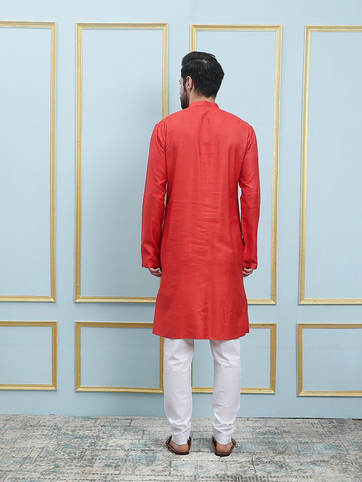 Solid Cotton Silk Straight Kurta with Pyjama