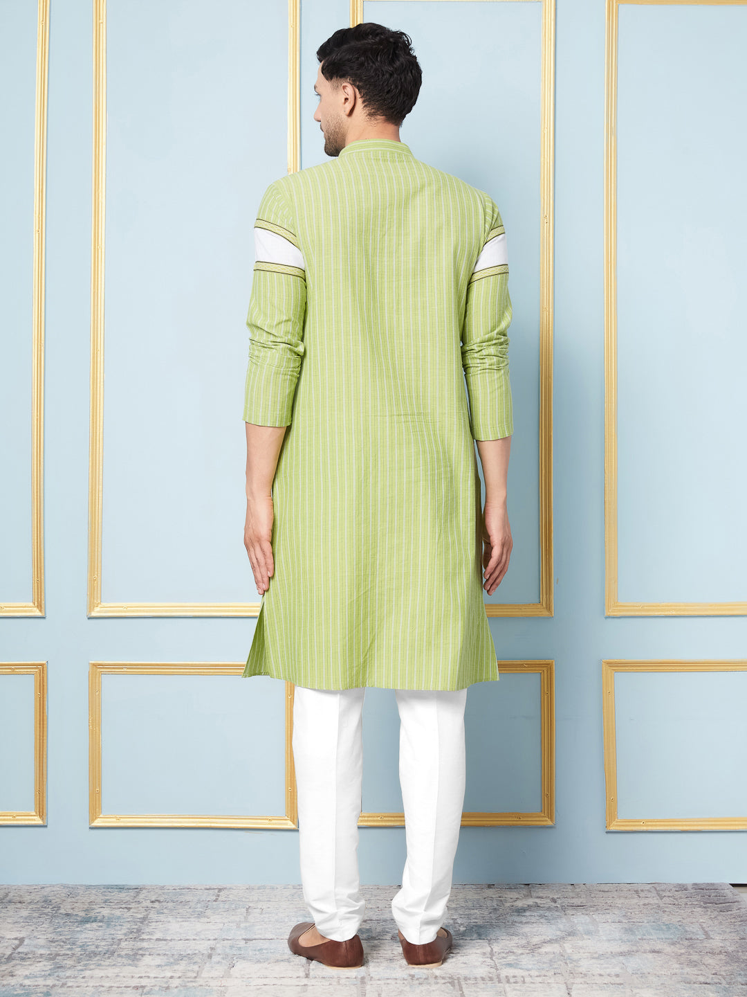 Woven Striped Straight Cotton Kurta