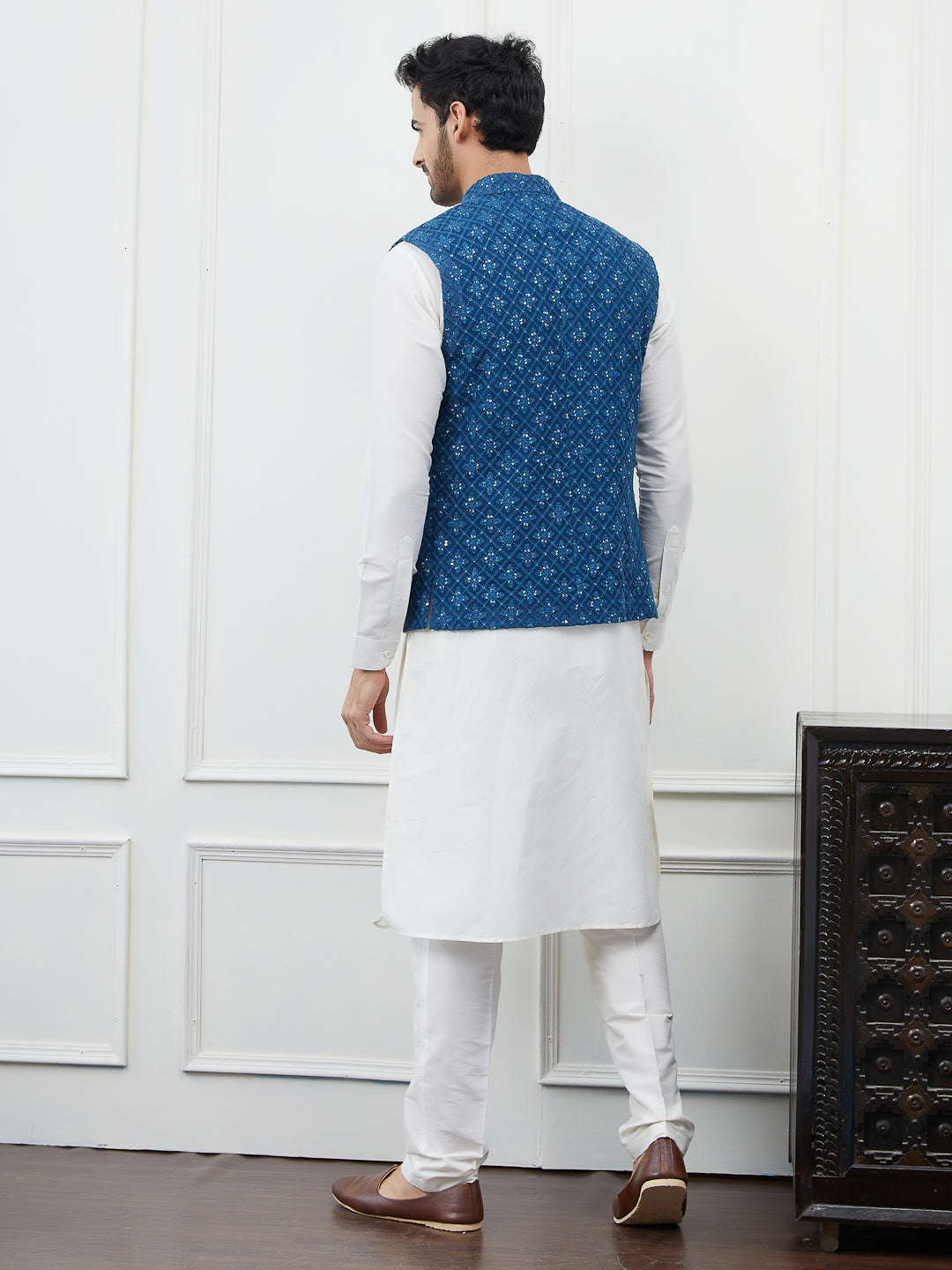 Sequins Embroidered Nehru Jacket