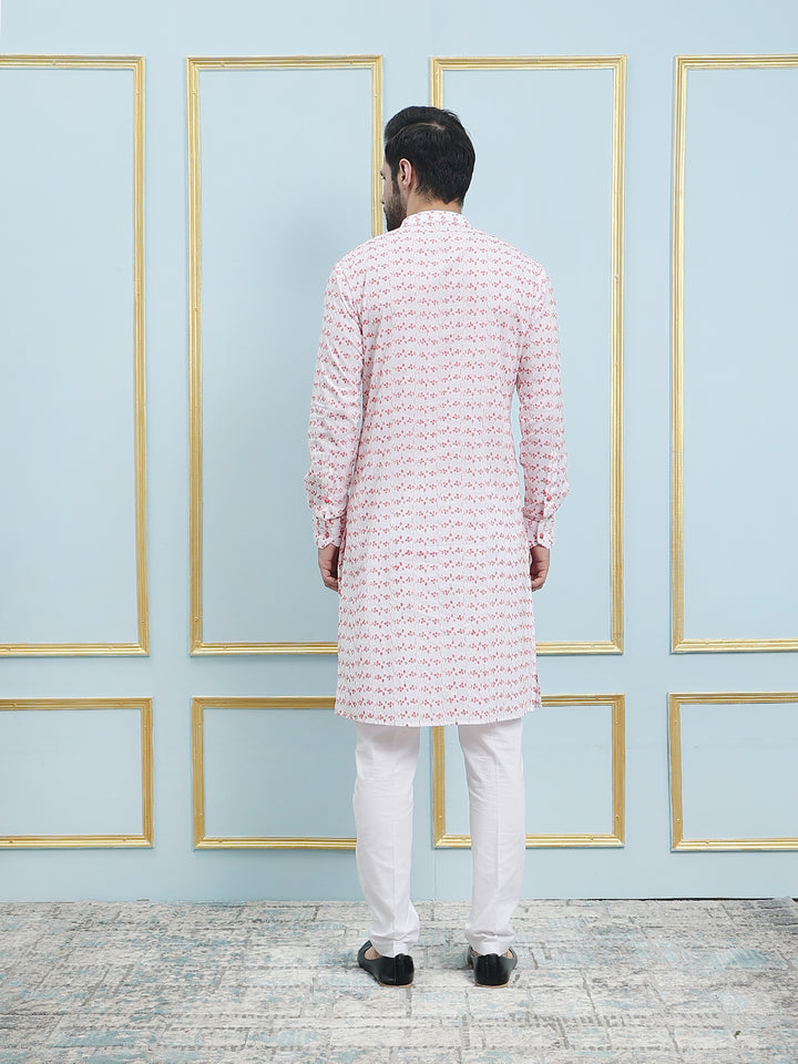 Embroidered Pure Cotton Straight Kurta with Pyjama