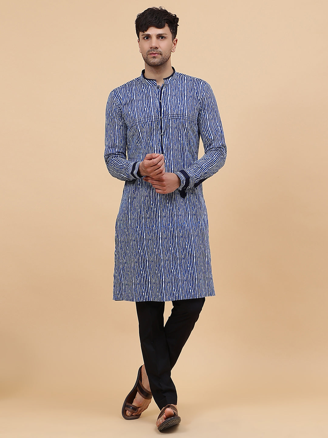 Striped Printed Cotton Kurta