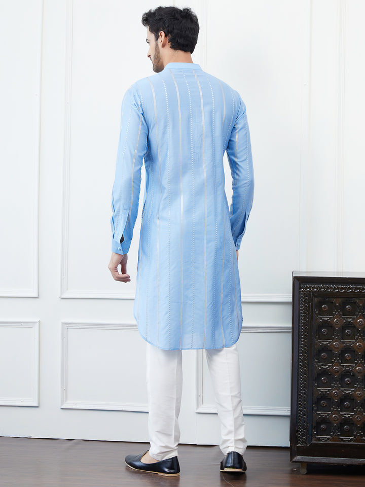 Sequins Embroidered Chanderi Silk Straight Kurta