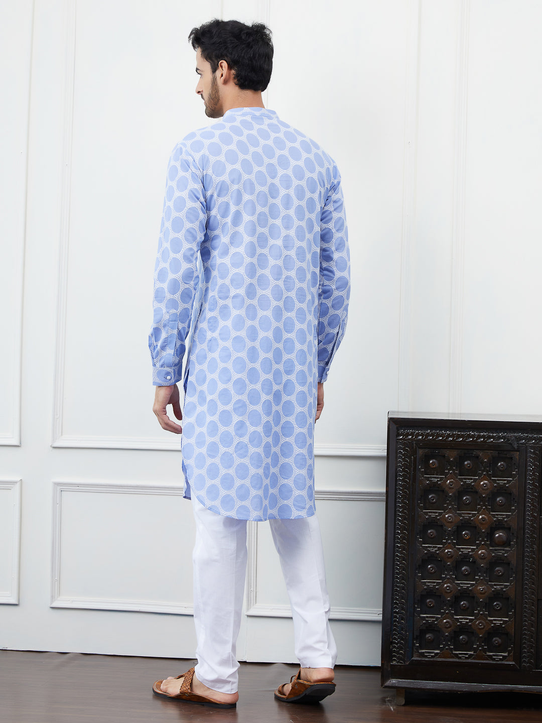 Embroidered Pure Cotton Straight Kurta with Pyjama