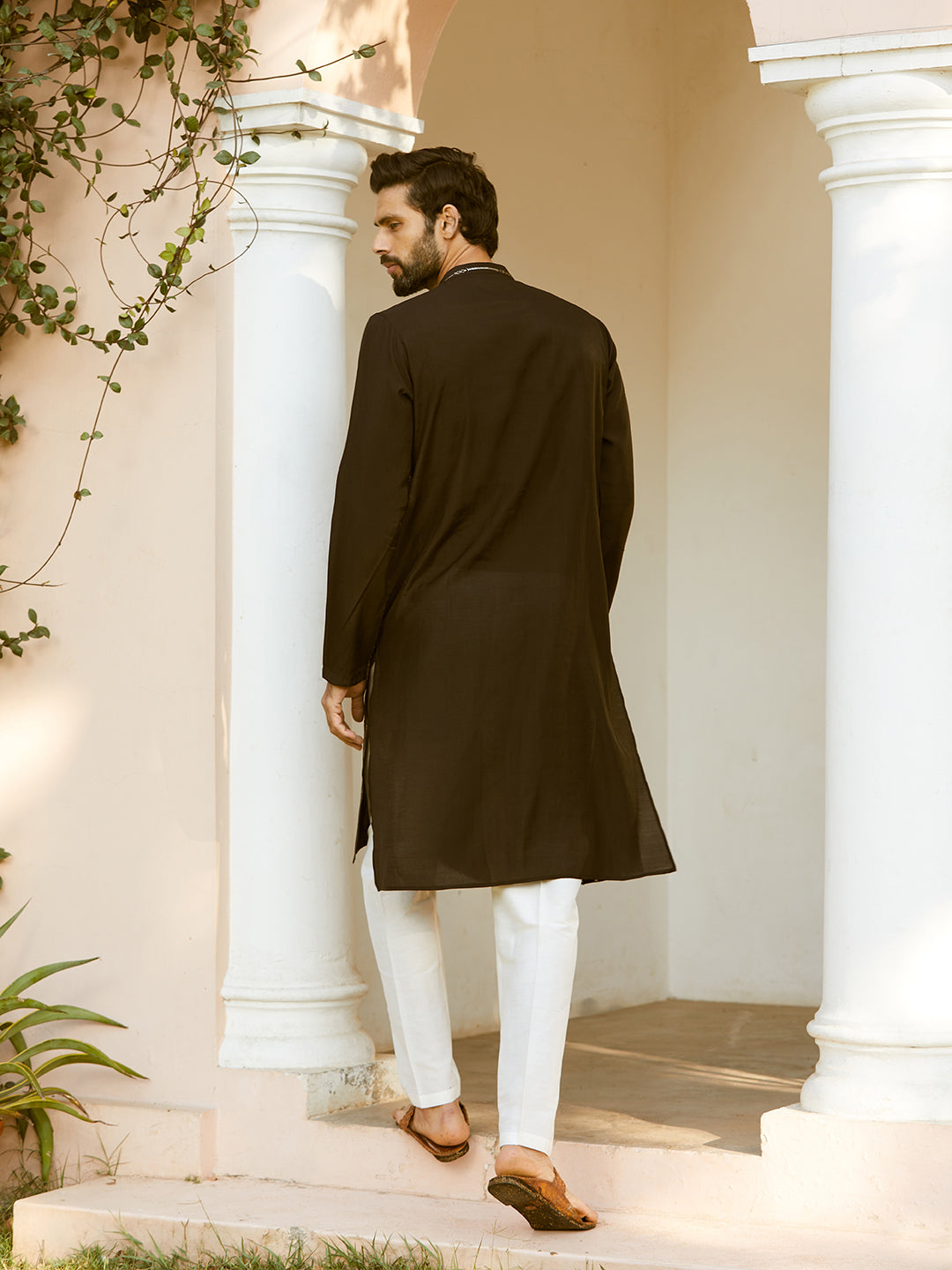 Sequins Embroidered Pure Chanderi Silk Straight Kurta with Pyjama