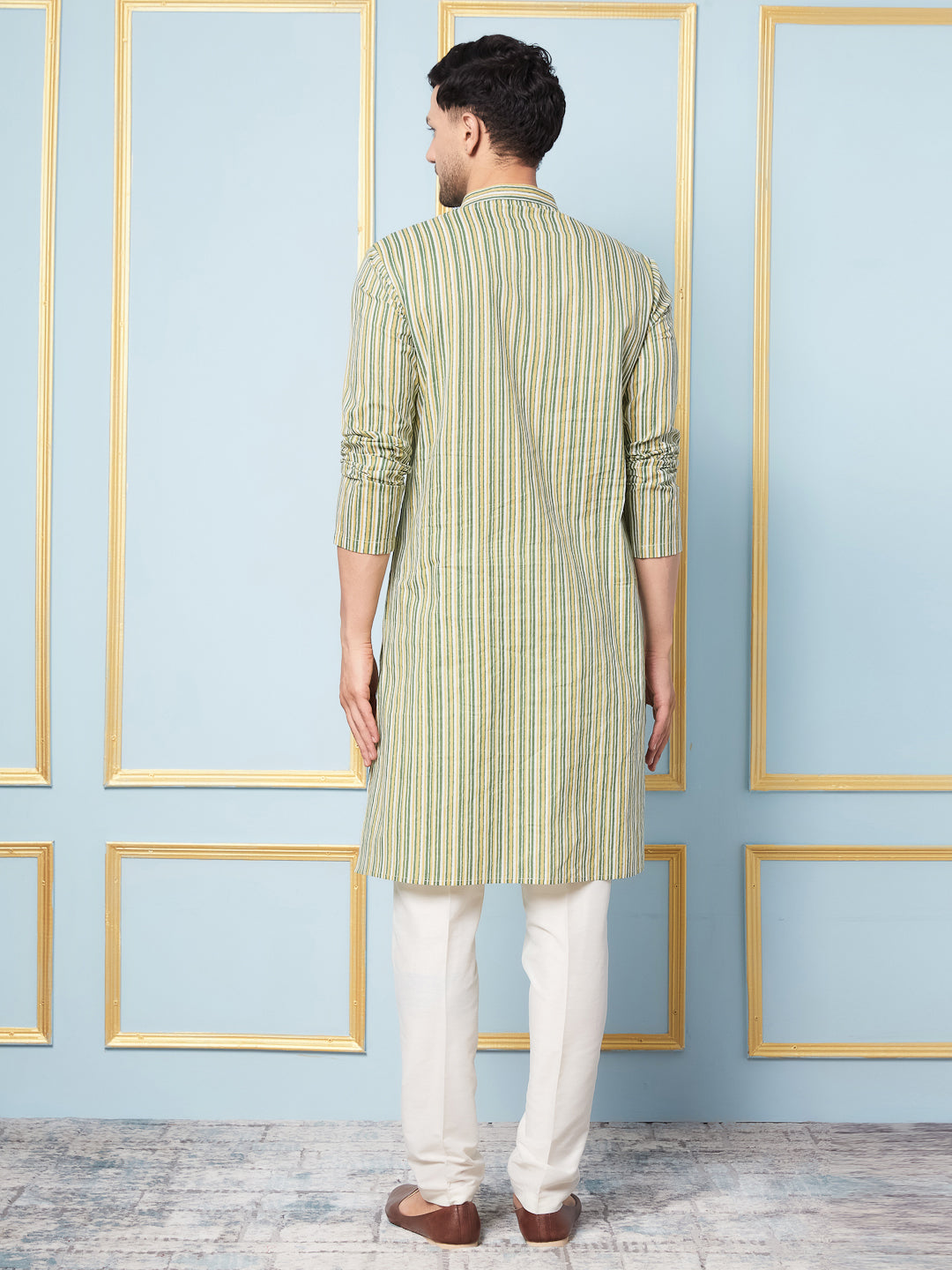 Striped Printed Cotton Kurta