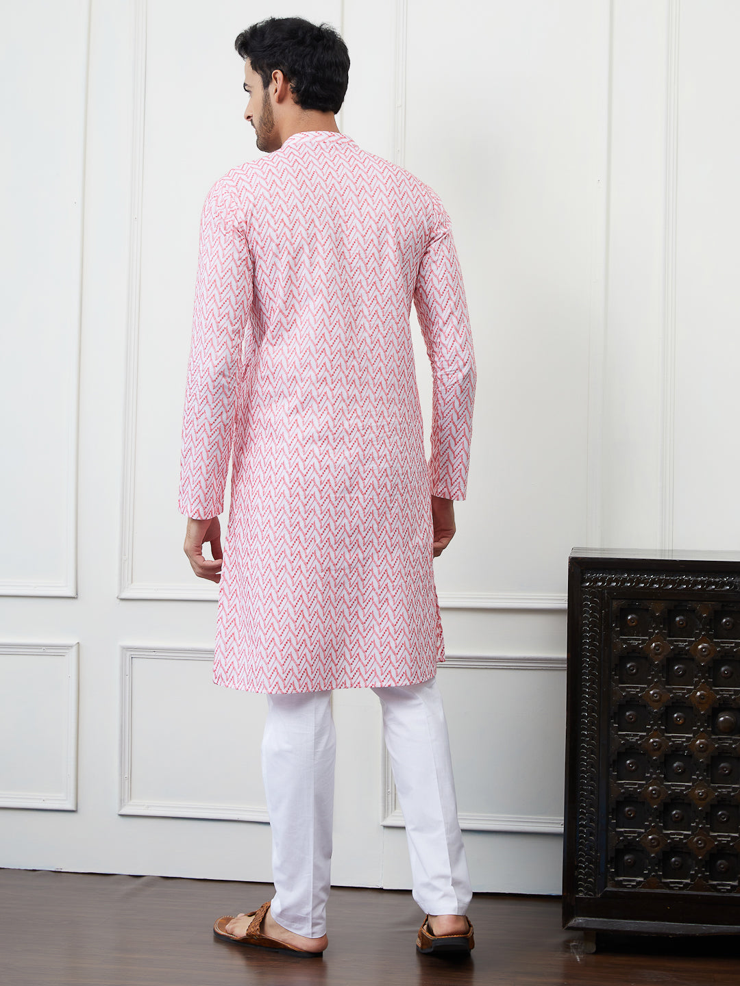 Embroidered Pure Cotton Straight Kurta with Pyjama