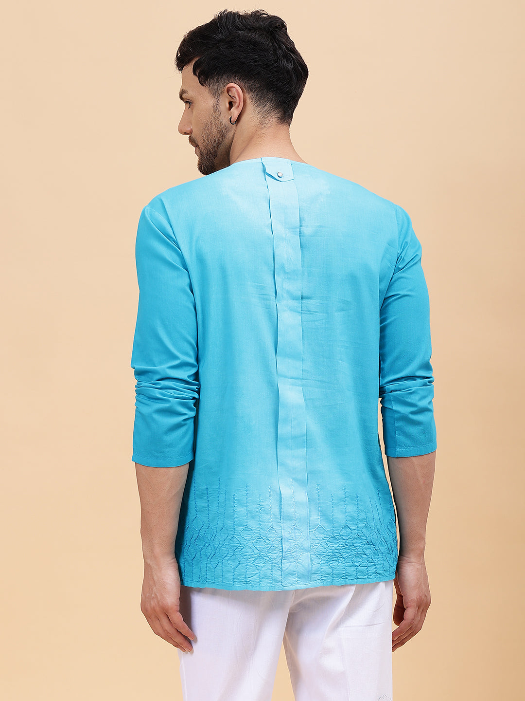 Embroidered and Ombre Dyed Pure Cotton Short Kurta