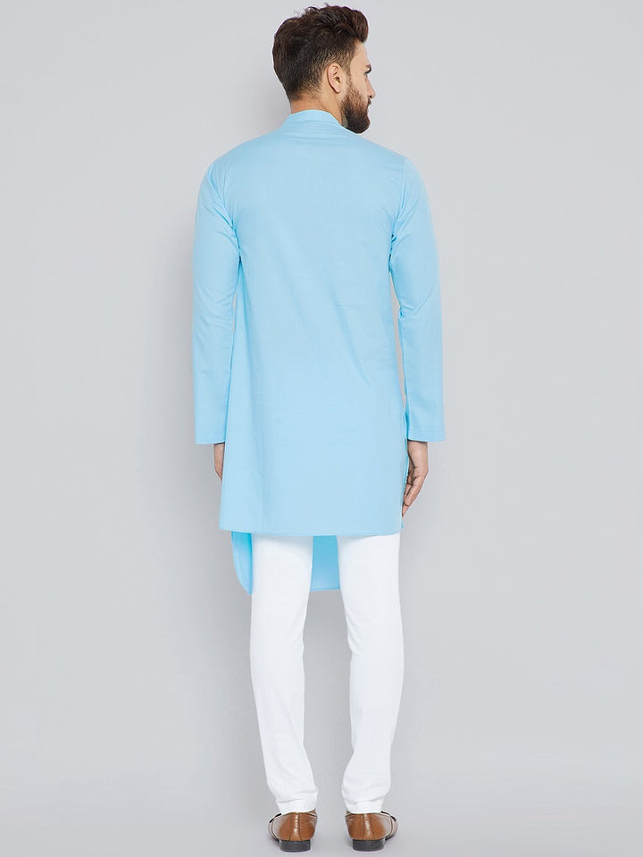 Blue Asymmetric Pure Cotton Kurta