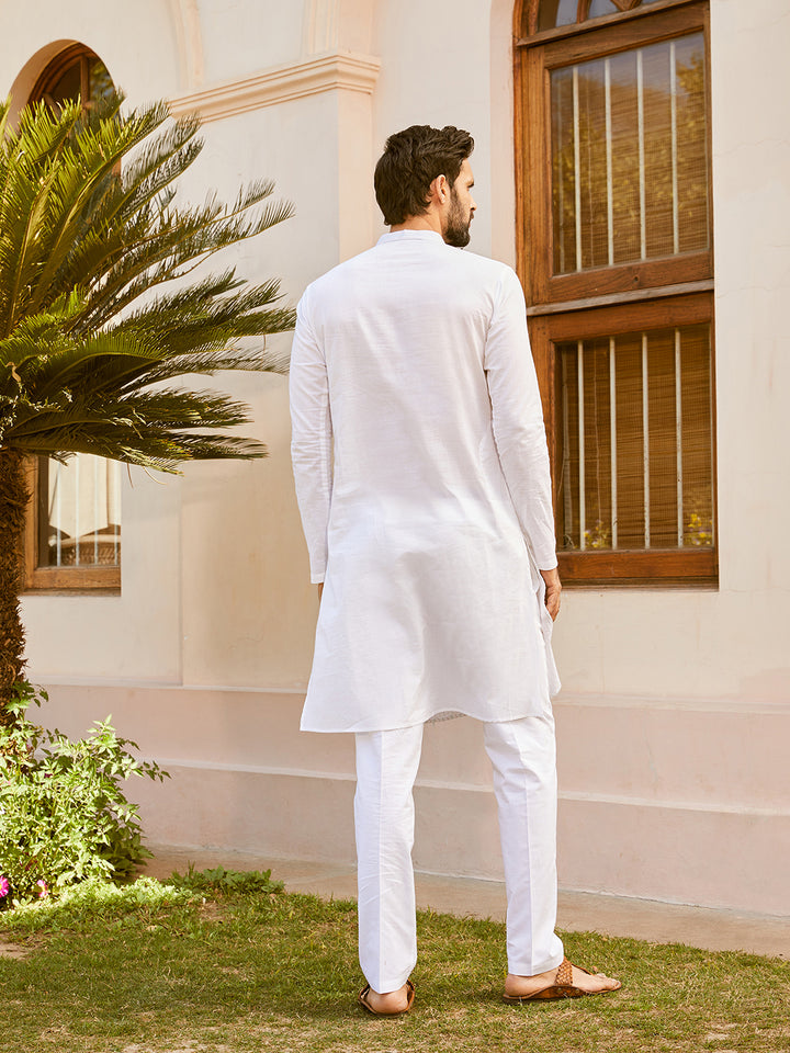 Pintuck with Thread work Pure Cotton Straight Kurta with Pyjama