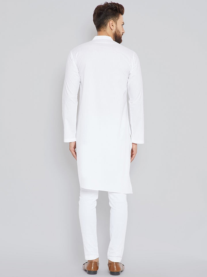 White Asymmetric Pure Cotton Kurta