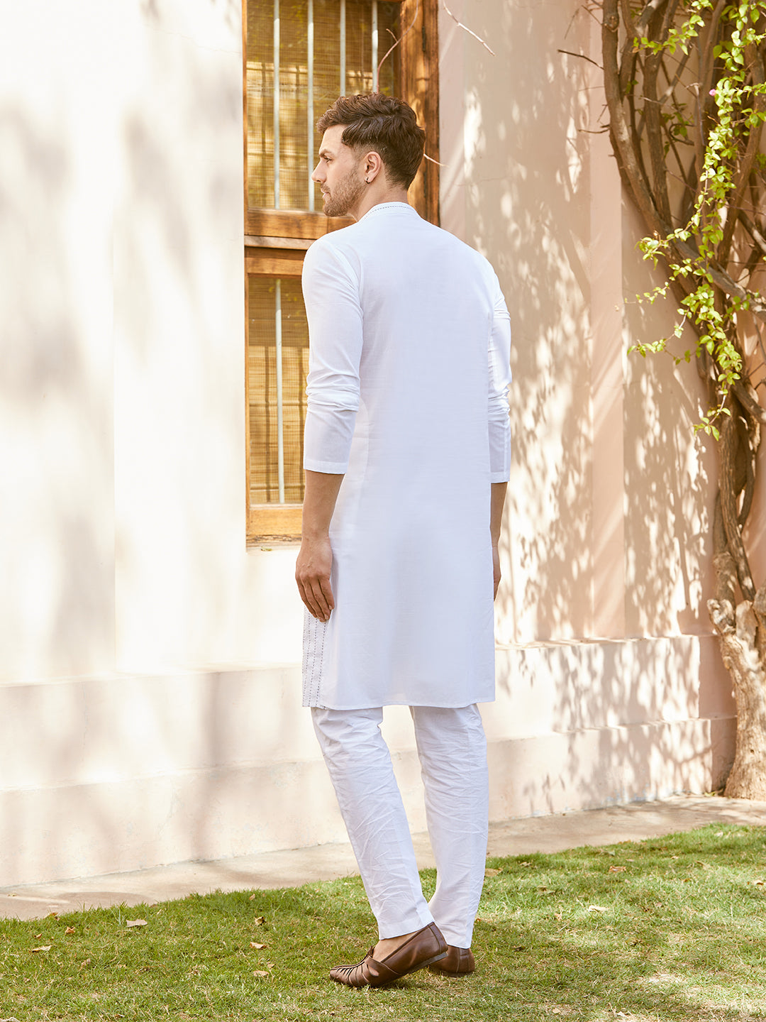 Thread Worked Pure Cotton Straight Kurta with Pyjama