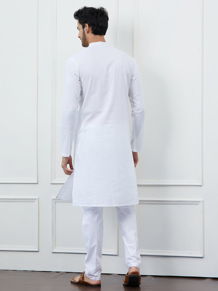 Sequin and Thread Work Pure Cotton Kurta with Pyjama