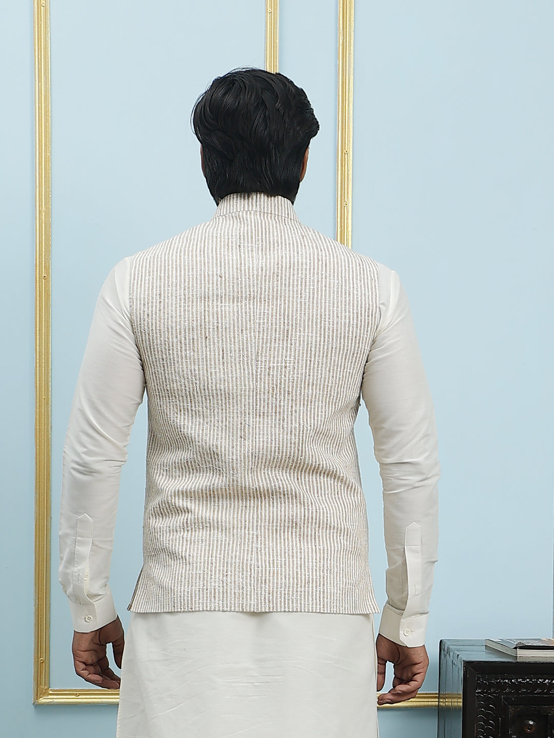 Solid Handwoven Pure Cotton Nehru Jacket