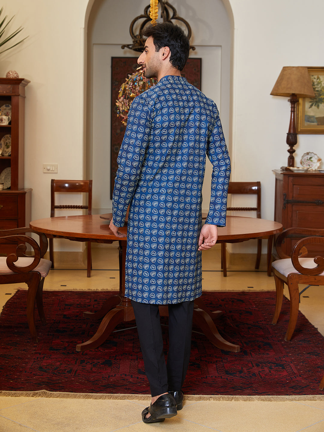 Leaf Printed Pure Cotton Straight Kurta