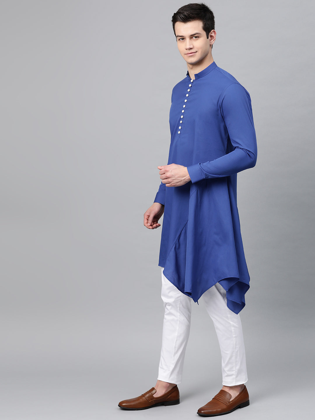 Plain Solid Asymmetrical Kurta with Pyjama