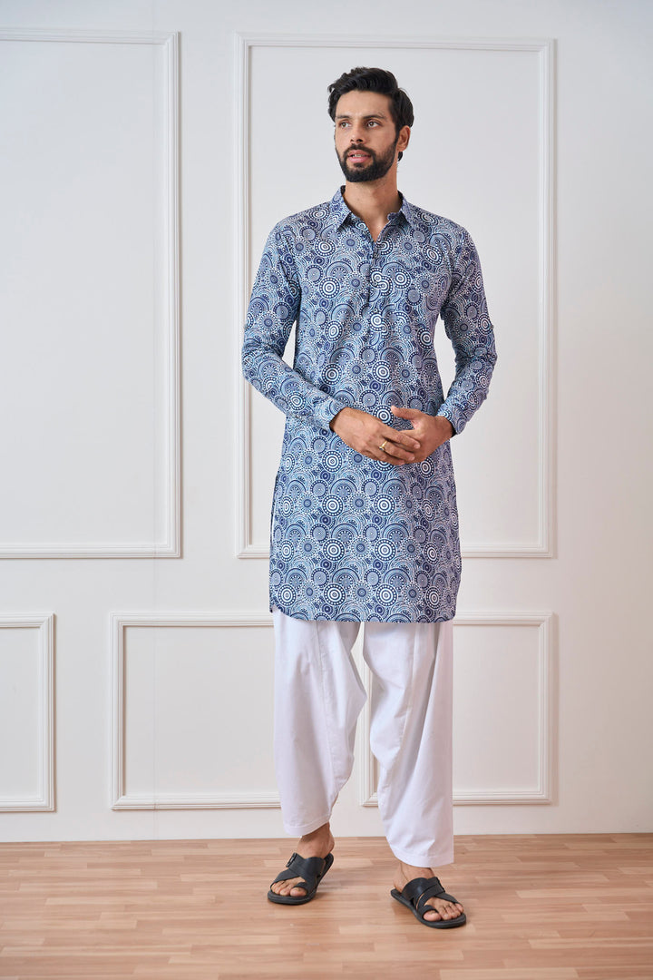 Pure Cotton Printed Pathani Kurta