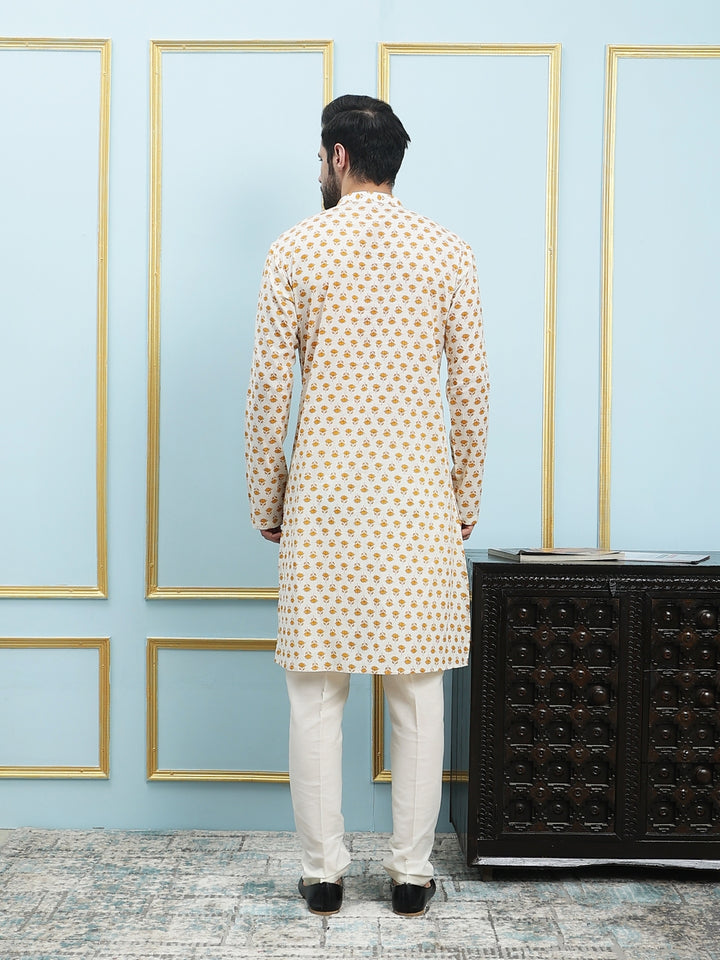 Printed Pure Cotton Striaght Kurta with Pyjama