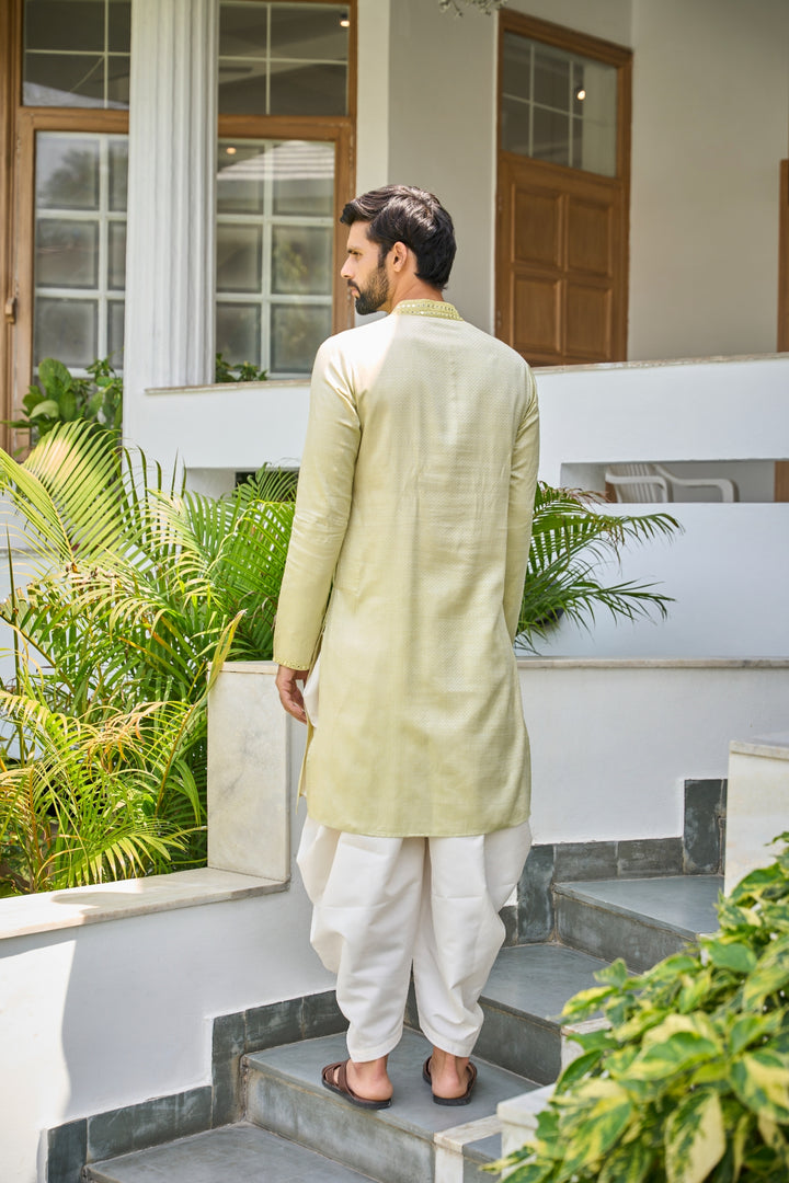 Pure Cotton Woven Kurta with Sequins Embroidered Yoke Design