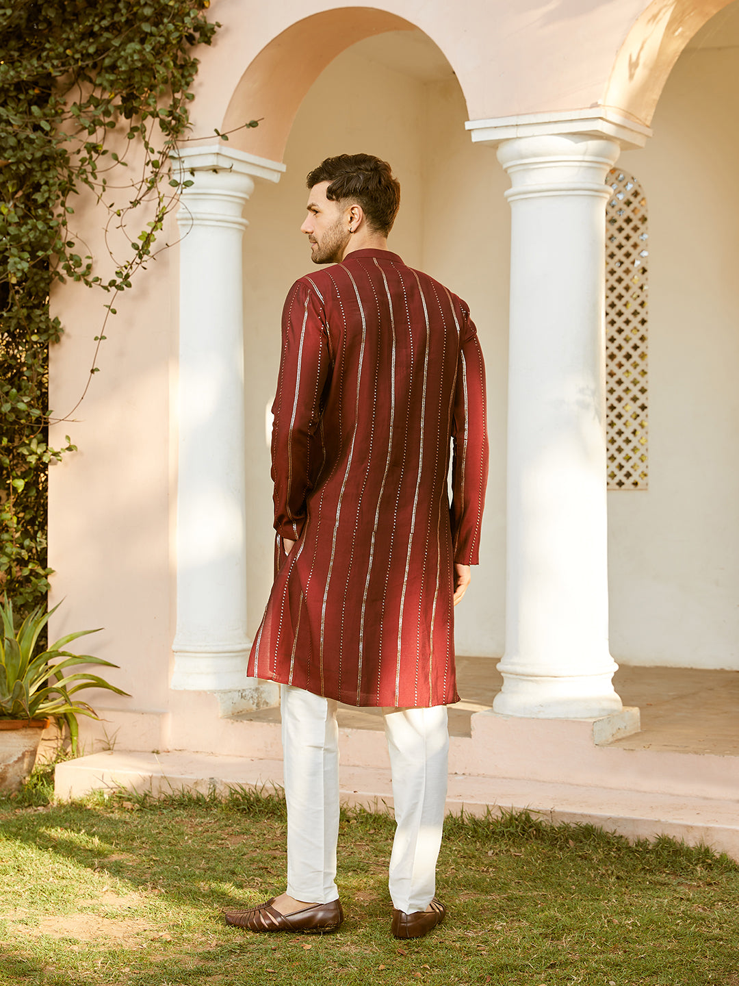 Sequins Embroidered Pure Chanderi Silk Straight Kurta