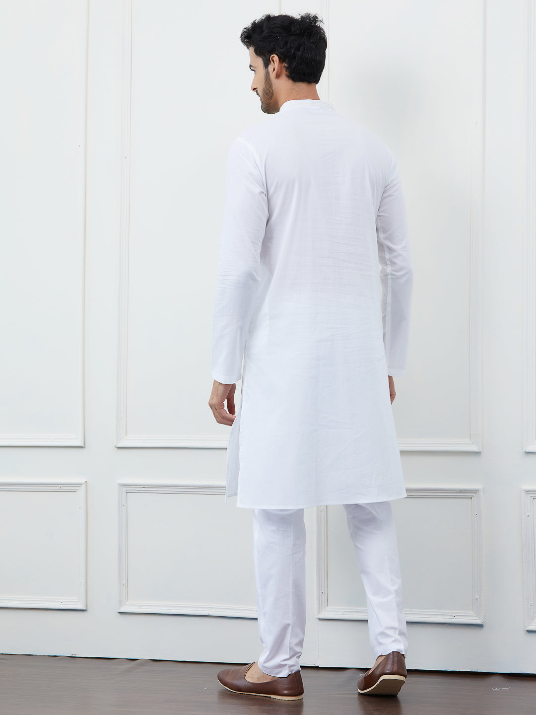 Sequin and Thread Work Pure Cotton Kurta with Pyjama