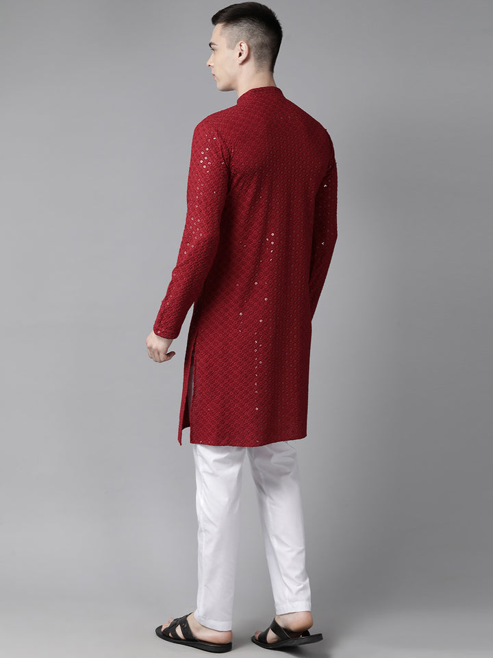 Sequins Embroidered Rayon Kurta With pyjama