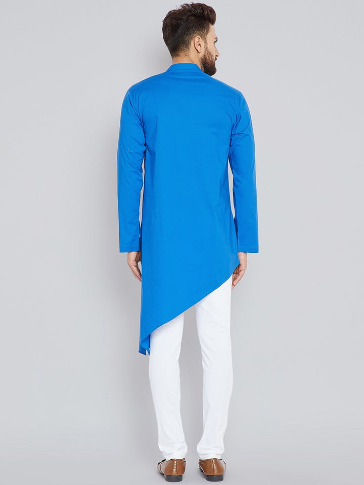 Blue Asymmetric Pure Cotton Kurta