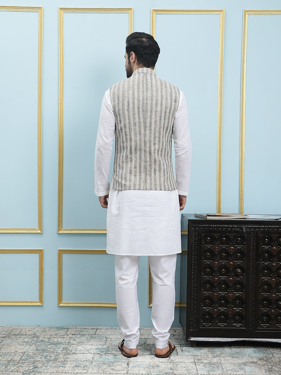 Handwoven Pure Cotton Nehru Jacket