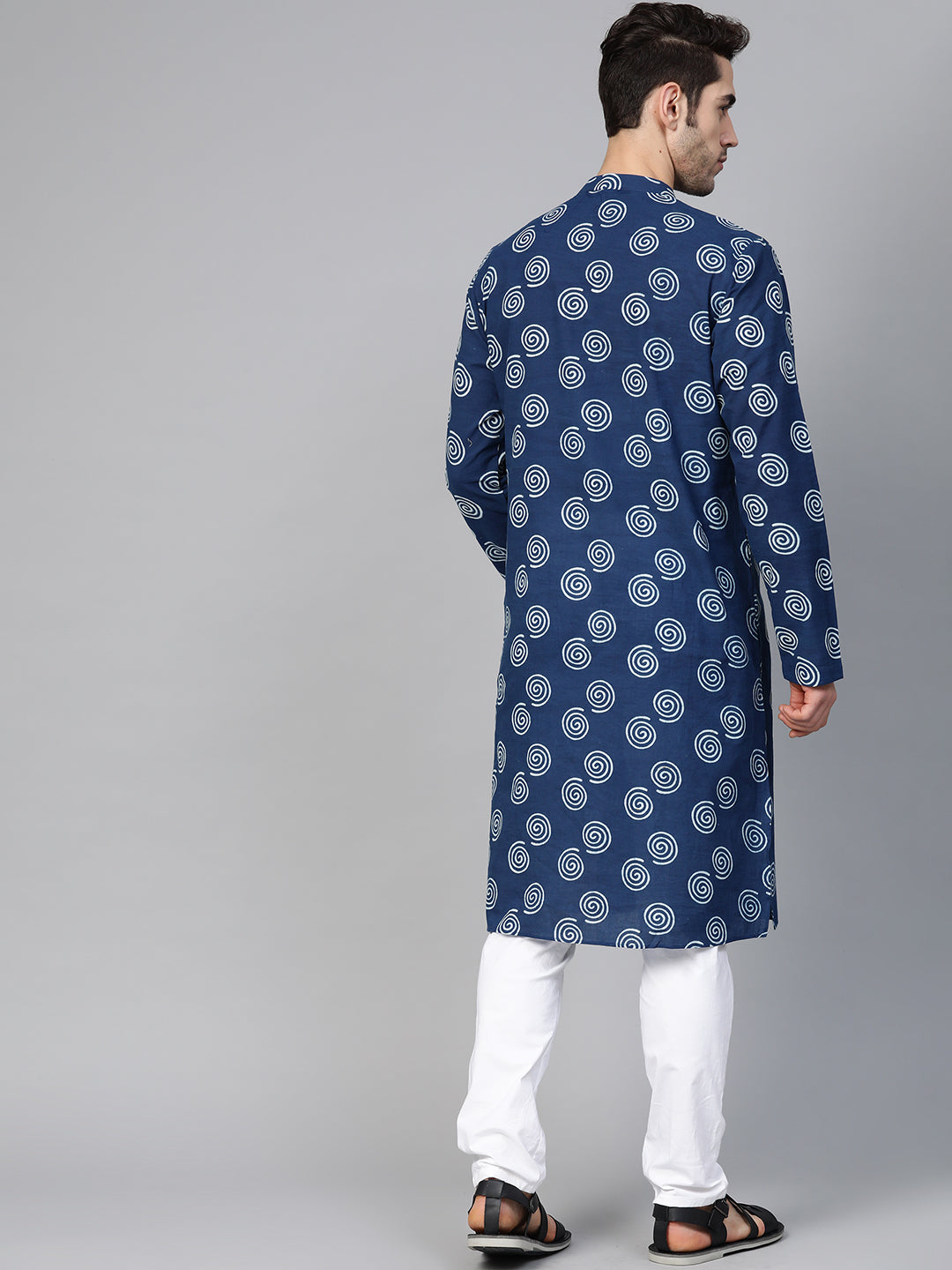 Indigo Blue Hand Block Printed straight Sustainable kurta with Pyjama