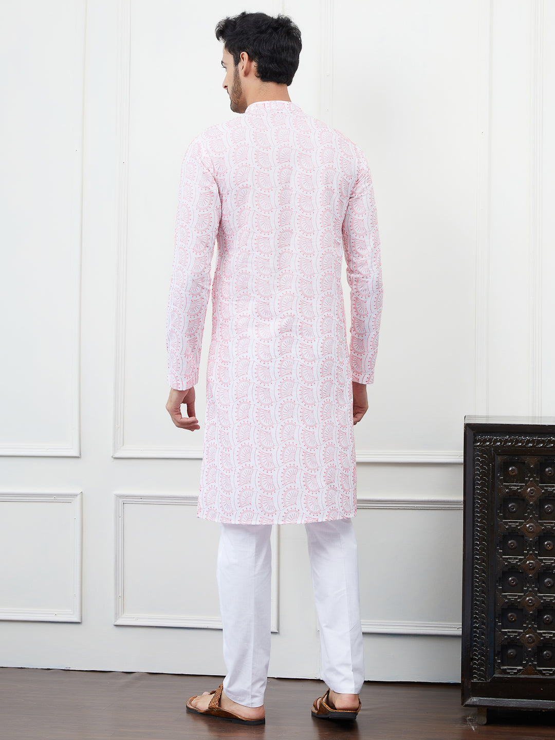 Embroidered Pure Cotton Straight Kurta with Pyjama