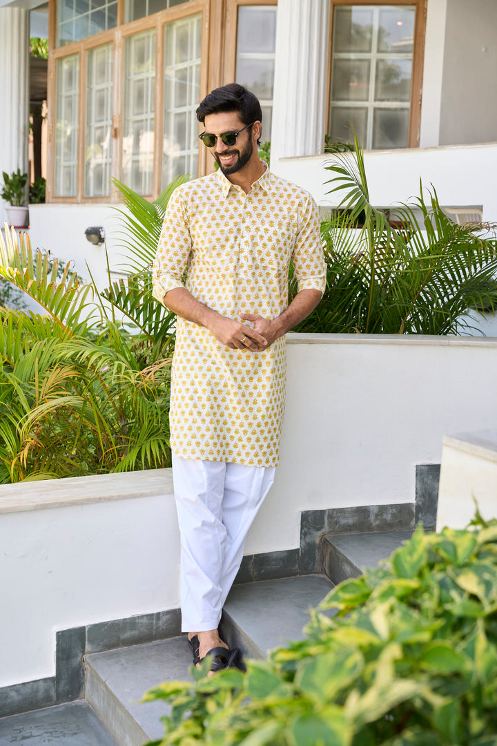 Pure Cotton Printed Pathani Kurta